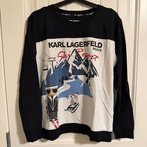 Karl Lagerfeld black ski pattern sweatshirt size small worn few times
